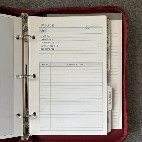 Vtg Mundi Planner 3-Ring Red Faux Leather With 8.5 X 5.5 Inserts Zipper Closure - Picture 8 of 12